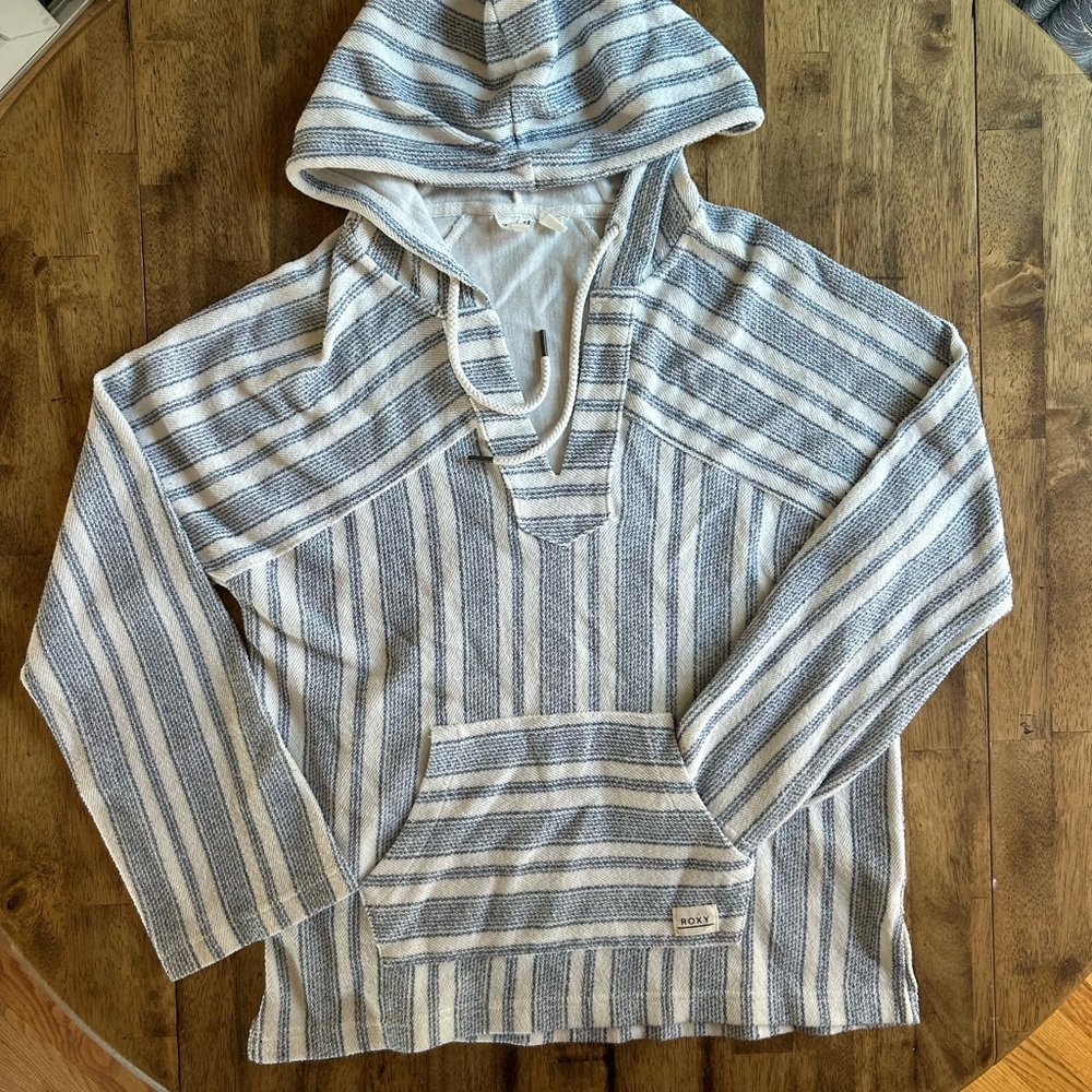 Roxy Blue and White Striped Hoodie